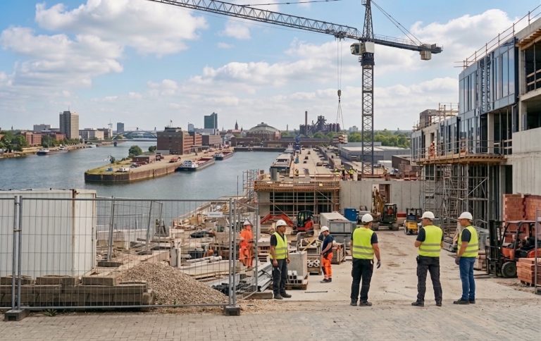 Neubau-Baustelle mit Kran